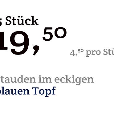 prijskaart 2022 Duits  - Stauden € 4,50 pro Stück - 5 Stück € 19,50