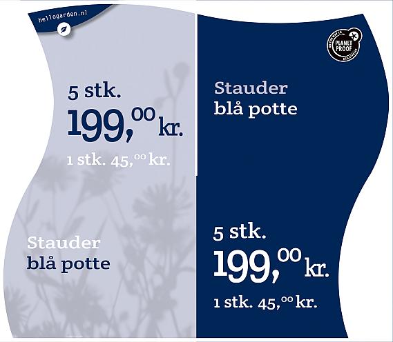 prijsmolen 2022 Deens - Stauder blå potte 1 stk. 45,00kr. - 5 stk. 199,00k